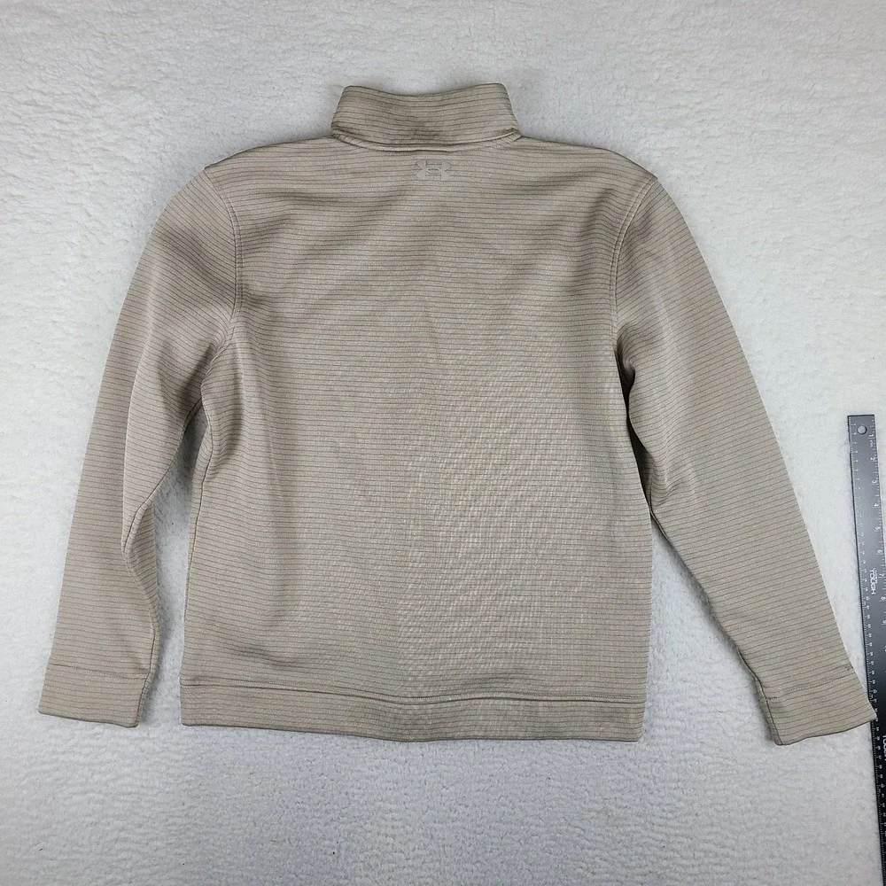 Under Armour Sweater Mens Large Beige Striped Performance‎ Storm Tech Golf